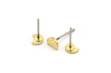 Brass Moon Earring, 12 Textured Raw Brass Tiny Crescent Moon Stud Earrings (5x4x0.80mm) M01816 A2490