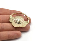 Gold Flower Pendant, 1 Gold Plated Brass Elegant Semi Flower Earring Findings (41x42x1mm) U078 Q0396