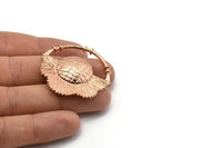 Rose Gold Flower Pendant, 1 Rose Gold Plated Brass Elegant Semi Flower Earring Findings (41x42x1mm) U078 Q0396