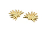 Gold Sun Earring, 2 Gold Plated Brass Sunshine Stud Earrings - Pad Size 6mm N0707 Q0826