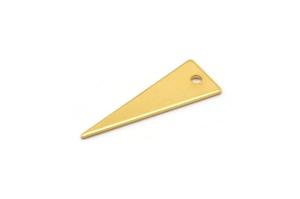 Tiny Necklace Triangle, 6 Gold Plated Triangle Charms (28x10x0.80mm) A0793 Q0263