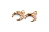 Rose Gold Moon Charm, 6 Rose Gold Plated Textured Horn Charms, Pendant, Jewelry Finding (12x3.50x3mm) N0303 Q0201
