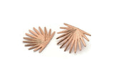 Rose Gold Sun Earring, 2 Rose Gold Plated Brass Sunshine Stud Earrings (38x28mm) N0706 Q0802