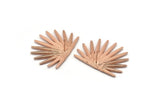 Rose Gold Sun Earring, 2 Rose Gold Plated Brass Sunshine Stud Earrings (38x28mm) N0706 Q0802