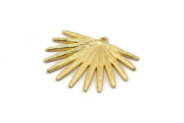 Gold Sun Charm, Gold Plated Brass Sunshine Charms With 1 Loop, Pendants, Earrings (38x31x2mm) N0720 Q0806