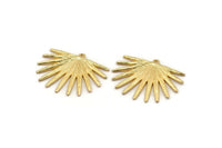 Gold Sun Charm, Gold Plated Brass Sunshine Charms With 1 Loop, Pendants, Earrings (38x31x2mm) N0720 Q0806