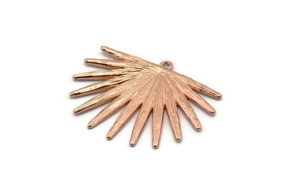 Rose Gold Sun Charm,  Rose Gold Plated Brass Sunshine Charms With 1 Loop, Pendants, Earrings (38x31x2mm) N0720 Q0806