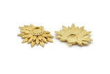 Gold Sunflower Charm, Gold Plated Brass Flower Charm Earrings With 1 Loop, Pendants, Earrings (28x39mm) N0735 Q0807