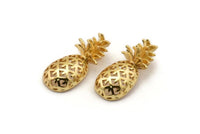 Gold Plated Pineapple - 1 Gold Plated Brass Pineapple Pendant (30x13.4x6.3mm) N0250 Q0117