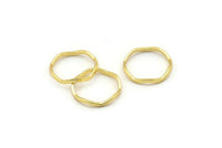 Gold Circle Rings, 24 Gold Lacquer Plated Brass Wavy Circle Rings, Charms (16.5x0.80x1.5mm) BS 1759 Q0393