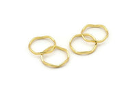 Gold Circle Rings, 24 Gold Lacquer Plated Brass Wavy Circle Rings, Charms (16.5x0.80x1.5mm) BS 1759 Q0393