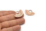 Semi Circle Pendant, 2 Rose Gold Plated Brass Semi Circle  Pendants (29x19mm) C012 Q0599