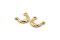 Gold Moon Charm, 6 Gold Plated Textured Horn Charms, Pendant, Jewelry Finding (12x3.50x3mm) N0268 Q0204