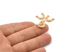 Gold Moon Charm, 6 Gold Plated Textured Horn Charms, Pendant, Jewelry Finding (12x3.50x3mm) N0268 Q0204