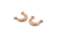 Rose Gold Moon Charm, 6 Rose Gold Plated Textured Horn Charms, Pendant, Jewelry Finding (12x3.50x3mm) N0268 Q0204