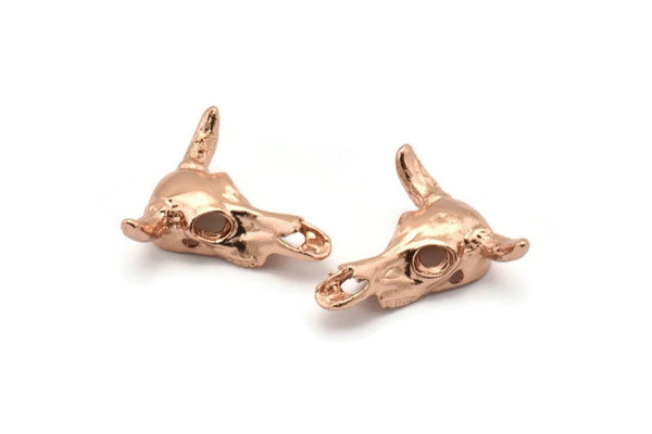 Huge Ox Pendant, Rose Gold Plated Large Ox Head Skull Charms, Pendants (28x26mm) N0403 Q0209