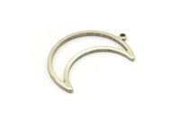 Crescent Moon Charm, 12 Antique Silver Plated Brass Crescent Moon Charms With 1 Loop (25x8.5x1mm) E101 H1229