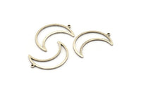 Crescent Moon Charm, 12 Antique Silver Plated Brass Crescent Moon Charms With 1 Loop (25x8.5x1mm) E101 H1229