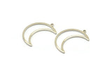 Silver Moon Charm, 10 Silver Tone Brass Crescent Moon Charms With 1 Loop (25x8.5x1mm) E101 H1229
