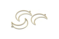 Silver Moon Charm, 10 Silver Tone Brass Crescent Moon Charms With 1 Loop (25x8.5x1mm) E101 H1229