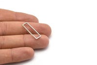 Gümüş Dikdörtgen Konnektör, 25 Antik Gümüş Kaplamalı Pirinç Açık Dikdörtgen Konnektör (7x26x1mm) D0166 H1200