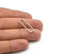 Gümüş Dikdörtgen Konnektör, 25 Antik Gümüş Kaplamalı Pirinç Açık Dikdörtgen Konnektör (7x26x1mm) D0166 H1200