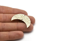 Silver Moon Charm, 2 Hammered Antique Silver Plated Brass Moons with 2 Holes, Necklace Horn Charm (36x15x1mm) N0932