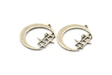 Silver Moon Charm, 2 Antique Silver Plated Brass Moon Charms With 1 Loop, Pendants (33x31x1.5mm) N1347 H1365