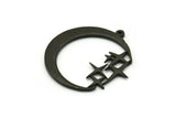 Black Moon Charm, 2 Oxidized Black Brass Moon Charms With 1 Loop, Pendants (33x31x1.5mm) N1347 H1365