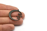 Black Moon Charm, 2 Oxidized Black Brass Moon Charms With 1 Loop, Pendants (33x31x1.5mm) N1347 H1365