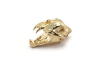 Tiny Tiger Skull, 1 Gold Plated Brass Tiger Skull Pendant (22x13x13mm) N0482 Q0160