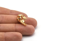 Tiny Tiger Skull, 1 Gold Plated Brass Tiger Skull Pendant (22x13x13mm) N0482 Q0160