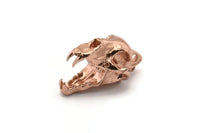 Tiny Tiger Skull, 1 Rose Gold Plated Brass Tiger Skull Pendants, (22x13x13mm) N0482 Q0160