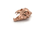Tiny Tiger Skull, 1 Rose Gold Plated Brass Tiger Skull Pendants, (22x13x13mm) N0482 Q0160