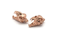 Tiny Tiger Skull, 1 Rose Gold Plated Brass Tiger Skull Pendants, (22x13x13mm) N0482 Q0160