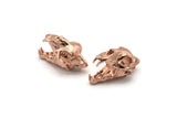 Tiny Tiger Skull, 1 Rose Gold Plated Brass Tiger Skull Pendants, (22x13x13mm) N0482 Q0160