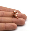Tiny Tiger Skull, 1 Rose Gold Plated Brass Tiger Skull Pendants, (22x13x13mm) N0482 Q0160