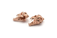 Tiny Tiger Skull, 1 Rose Gold Plated Brass Tiger Skull Pendants, (22x13x13mm) N0482 Q0160