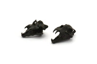 Black Tiger Skull, Oxidized Black Brass Tiger Skull Pendant (22x13x13mm) N0482 H1090