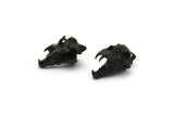 Black Tiger Skull, Oxidized Black Brass Tiger Skull Pendant (22x13x13mm) N0482 H1090