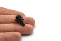 Black Tiger Skull, Oxidized Black Brass Tiger Skull Pendant (22x13x13mm) N0482 H1090