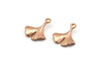 Rose Gold Gingko Pendant, 4 Rose Gold Plated Brass Leaf Charms (18x15mm) N0443 Q0086