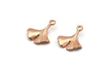 Rose Gold Gingko Pendant, 4 Rose Gold Plated Brass Leaf Charms (18x15mm) N0443 Q0086