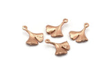 Rose Gold Gingko Pendant, 4 Rose Gold Plated Brass Leaf Charms (18x15mm) N0443 Q0086
