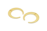 Gold Moon Charm, 2 Gold Plated Brass Crescent Moon Charms With 2 Holes, Pendants, Earrings, Findings (27.5x28.5x5x1mm) D1043 Q0791