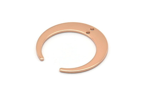 Rose Gold Moon Charm, 2 Rose Gold Plated Brass Crescent Moon Charms With 2 Holes, Pendants, Earrings, Findings (27.5x28.5x5x1mm) D1043 Q0791