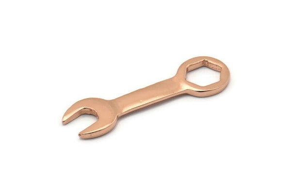 Rose Gold Engineer Pendant, 2 Rose Gold Plated Brass Hand Tool Mechanic Pendants (39x11mm) N0245 Q0460