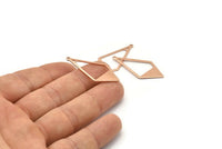 Rose Gold Diamond Charm, 6 Rose Gold Plated Brass Rhombus Charms With 1 Loop, Earrings, Findings (36x16x0,80mm) D0709 Q0797