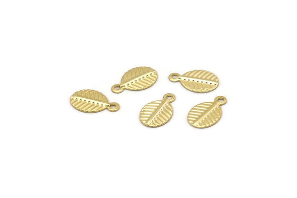 Altın Yapraklı Tılsım, 1 Döngülü 25 Altın Kaplama Pirinç Yapraklı Tılsım (10,5x6,5 mm) A0155 Q0439