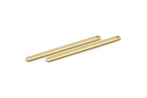 Gold Necklace Bar, 4 Gold Plated Brass Stick Neckalce Bars With 1 Hole, Findings, Earrings (47x2.5x1.2mm) D1155